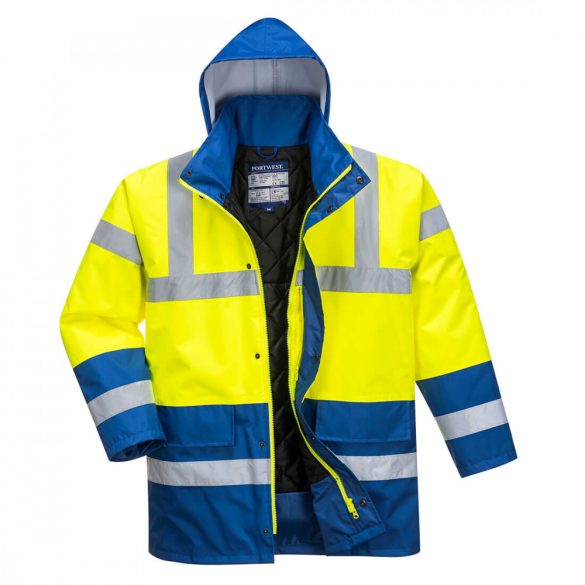 Portwest Kontraszt Traffic munkavédelmi kabát-S466-sárga / royal kék-4XL