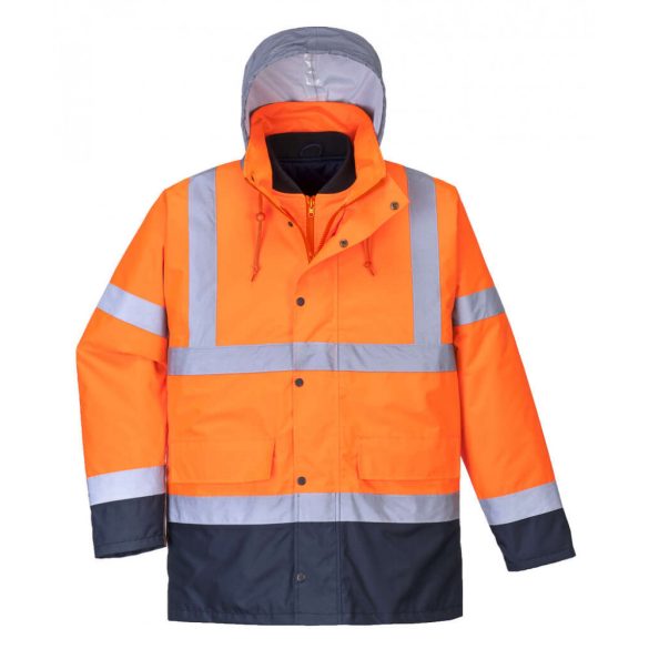 Portwest Jól láthatósági 4 az 1-ben Contrast Traffic kabát-S471-narancs / tengerészkék-3XL