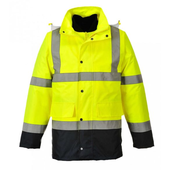 Portwest Jól láthatósági 4 az 1-ben Contrast Traffic kabát-S471-sárga / tengerészkék-2XL