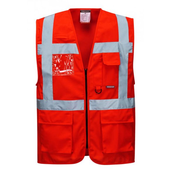 Portwest Berlin Executive jól láthatósági vezetői mellény-S476-piros-L