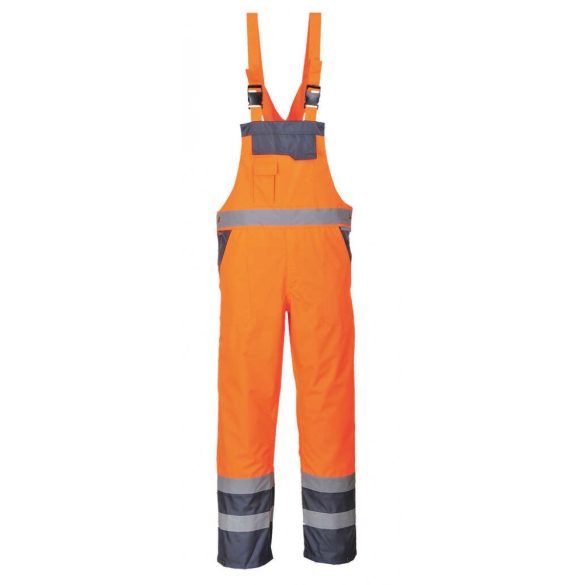 Portwest Jól láthatósági mellesnadrág-S488-narancs / tengerészkék-L