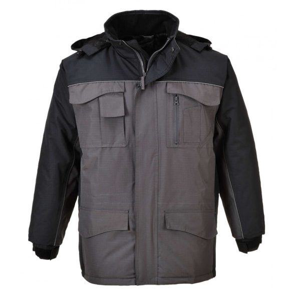 Portwest Ripstop kéttónusú kabát-S562-fekete / szürke-L