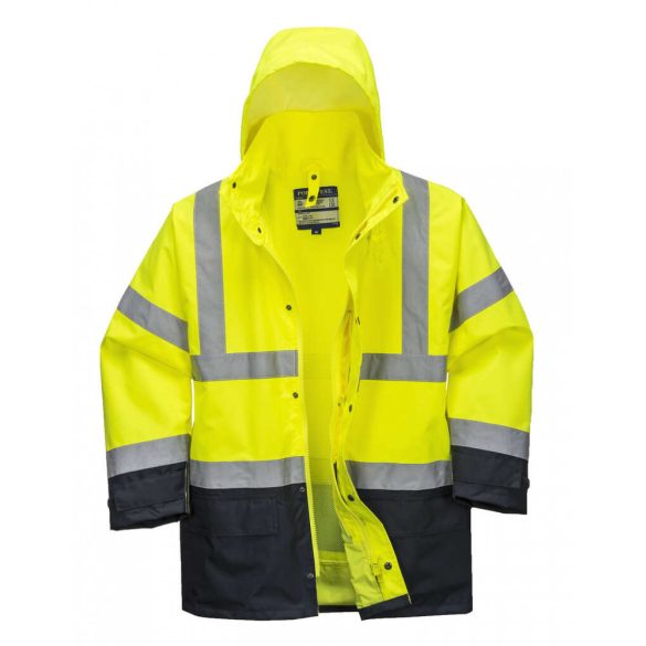 Portwest Jól láthatósági "lélegző" 5az1-ben munkavédelmi kabát-S768-sárga / fekete-4XL