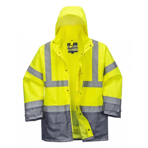 Portwest Jól láthatósági "lélegző" 5az1-ben munkavédelmi kabát-S768-sárga / szürke-3XL