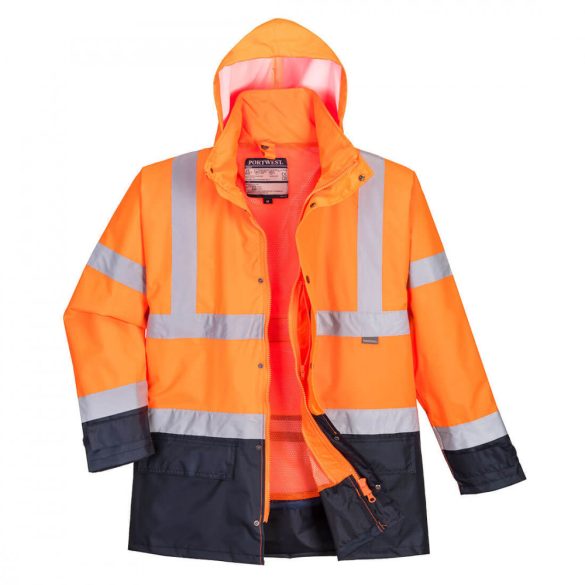 Portwest Jól láthatósági "lélegző" 5az1-ben munkavédelmi kabát-S768-sárga / tengerészkék-5XL
