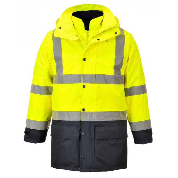 Portwest Jól láthatósági "lélegző" 5az1-ben munkavédelmi kabát-S768-sárga / tengerészkék-2XL
