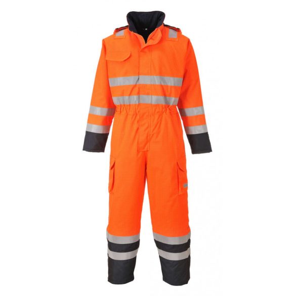 Portwest Bizflame Rain Hi-Vis antisztatikus FR overál-S775-narancs / tengerészkék-2XL
