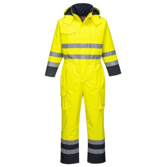 Portwest Bizflame Rain Hi-Vis antisztatikus FR overál-S775-sárga / tengerészkék-M