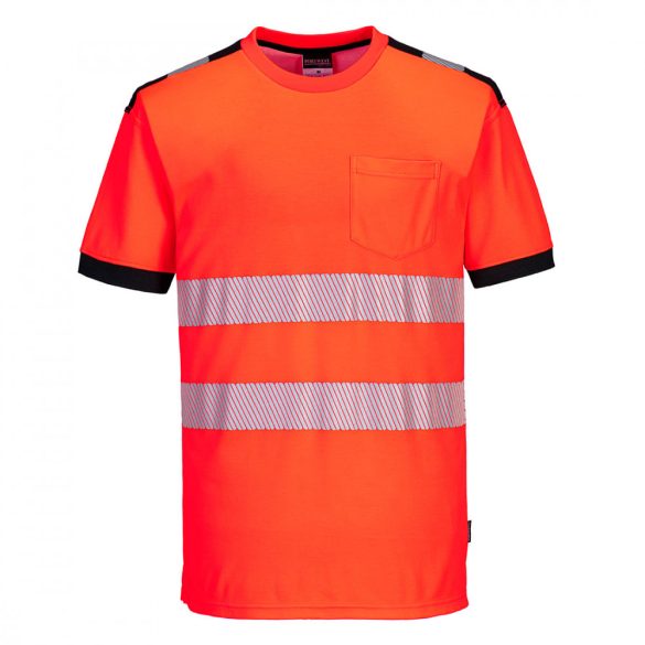 Portwest Jól láthatósági Vision póló-T181-piros/fekete-2XL