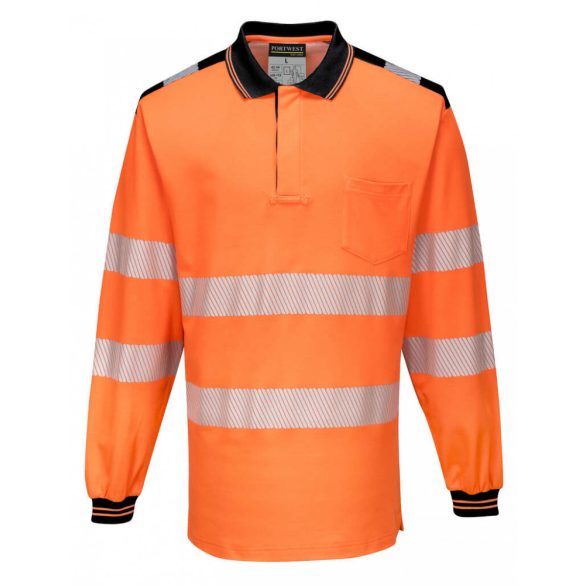 Portwest PW3 Hi-Vis hosszú ujjú pólóing-T184-narancs/fekete-L
