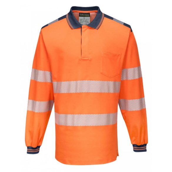 Portwest PW3 Hi-Vis hosszú ujjú pólóing-T184-narancs / tengerészkék-L
