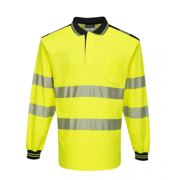 Portwest PW3 Hi-Vis hosszú ujjú pólóing-T184-sárga / fekete-L
