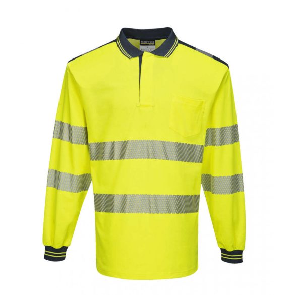 Portwest PW3 Hi-Vis hosszú ujjú pólóing-T184-sárga / tengerészkék-L