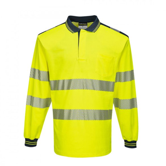 Portwest PW3 Hi-Vis hosszú ujjú pólóing-T184-sárga / tengerészkék-XS
