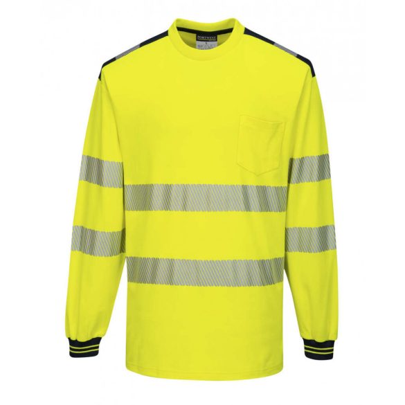 Portwest PW3 Hi-Vis hosszú ujjú póló-T185-sárga / fekete-L