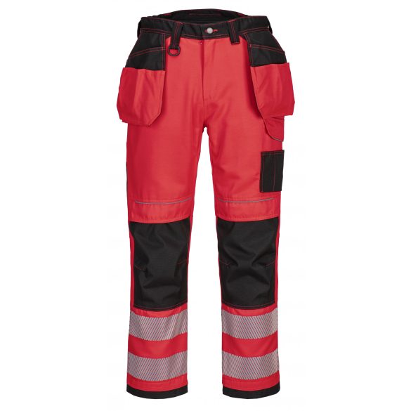 Portwest Vision Hi-Vis nadrág-T501-piros/fekete-34 (M)