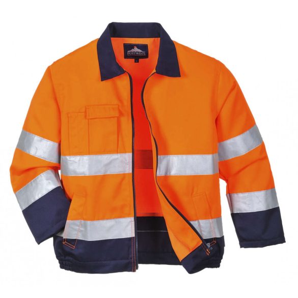 Portwest Madrid Hi-Vis kabát-TX70-narancs / tengerészkék-L